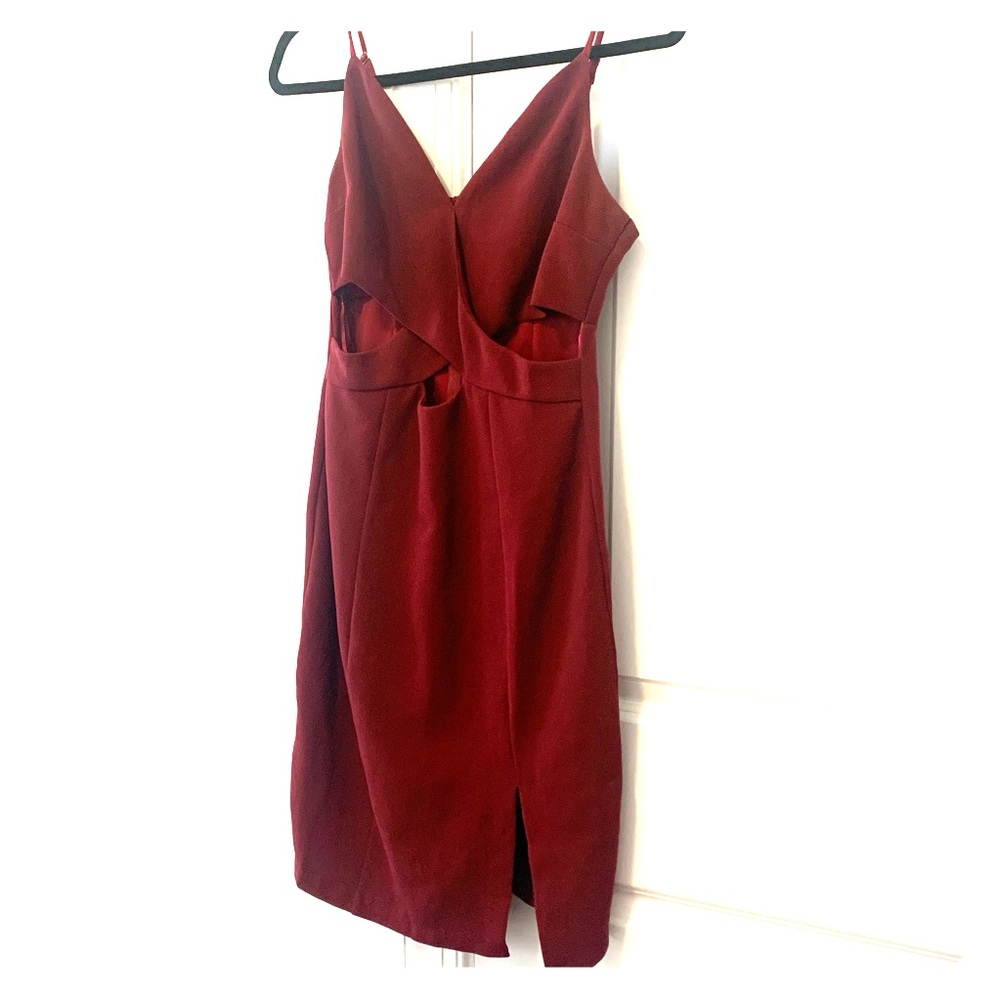Burgundy cutout cocktail dress